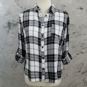 CHRISTOPHER & BANKS Black & White Plaid Shirt / To